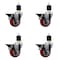 Service Caster 3.5'' Red Poly Swivel 1-7/8'' Expanding Stem Caster Set with Brake, 4PK SCC-EX20S3514-PPUB-RED-PLB-178-4 - alternate 1